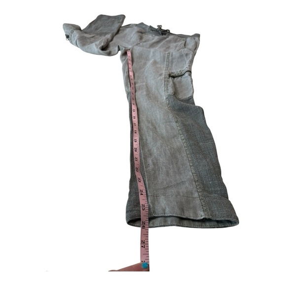 XCVI Hillside Green Linen Utility Cargo Straight Leg Drawstring Waist Pants S - Picture 11 of 12